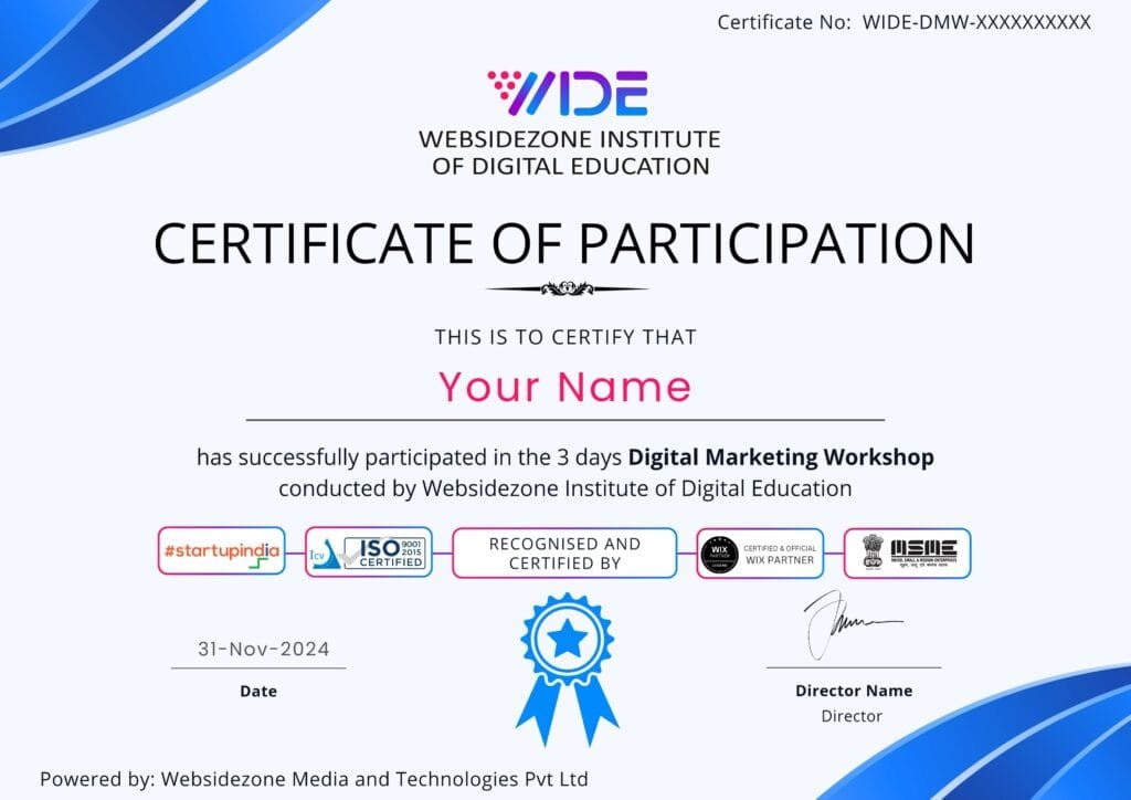 WIDE Institute Certificate